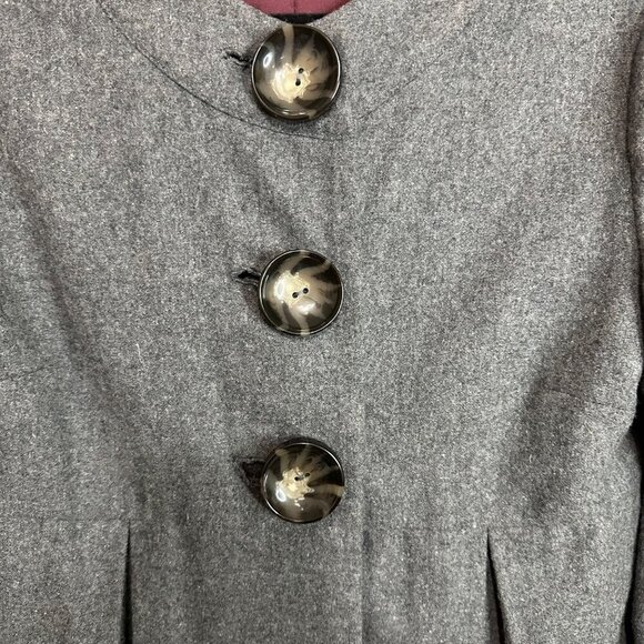 Matty M Coat Grey‎ Wool Blend Pleated Oversized Buttons Cottage Peasant M - Picture 5 of 9